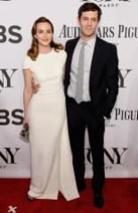 Leighton Meester {Antonio Berardi dress with Jimmy Choo shoes, an Emm Kuo clutch, and Jacob & Co. jewels} and Adam Brody make their first appearance together as a married couple as they arrive at the 2014 Tony Awards Red Carpet.