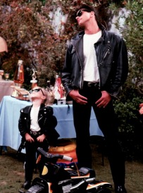 Michelle and Uncle Jesse dressed in Moto Chic