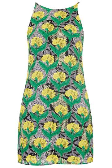 TOPSHOP Tropical Print Embellished Slip Dress
