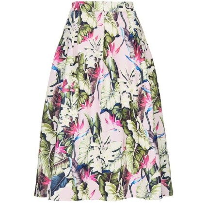 TOPSHOP Tropical Print Scuba Midi Skirt