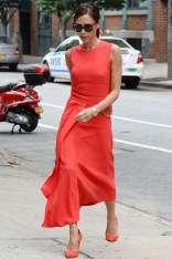 Victoria Beckham wore a dress from her own autumn:winter 2014 collection in New York - June 10 2014